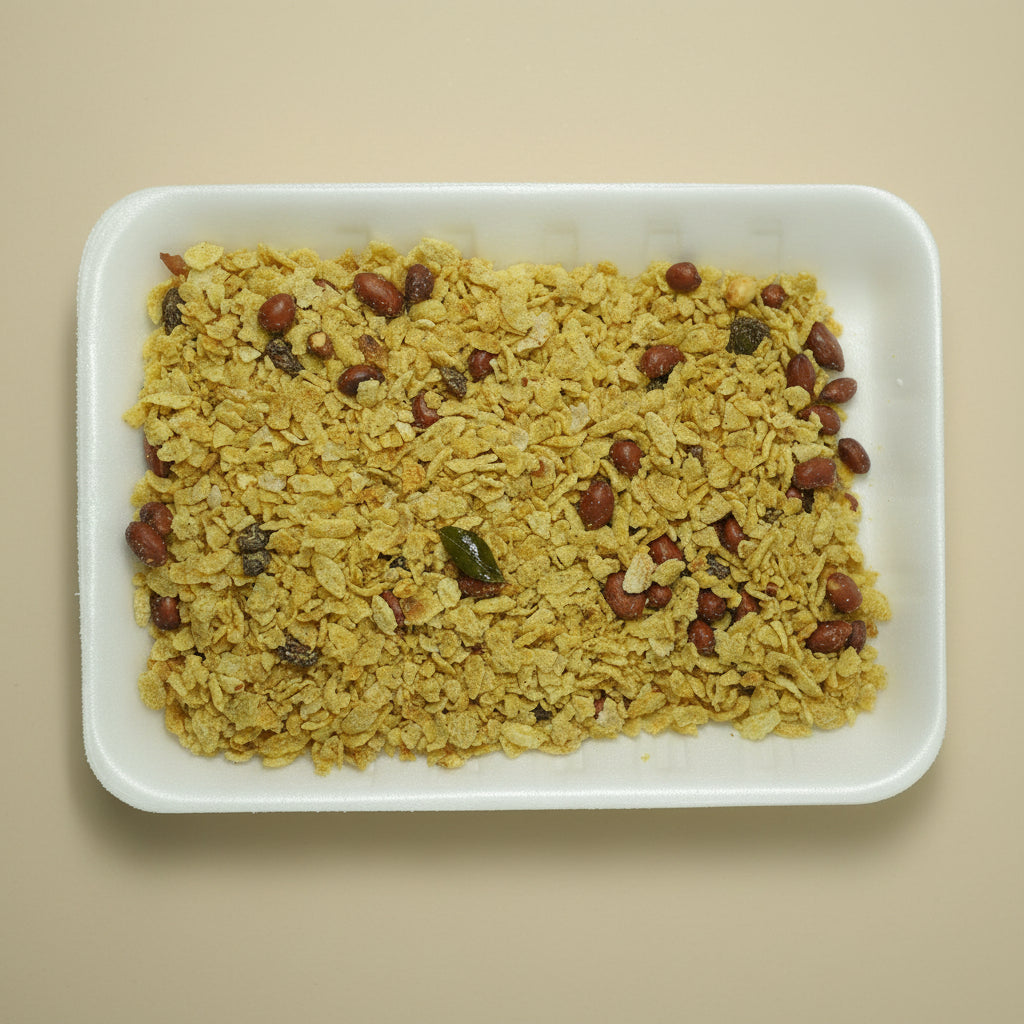 Plain Chewra with white container bombay nimco