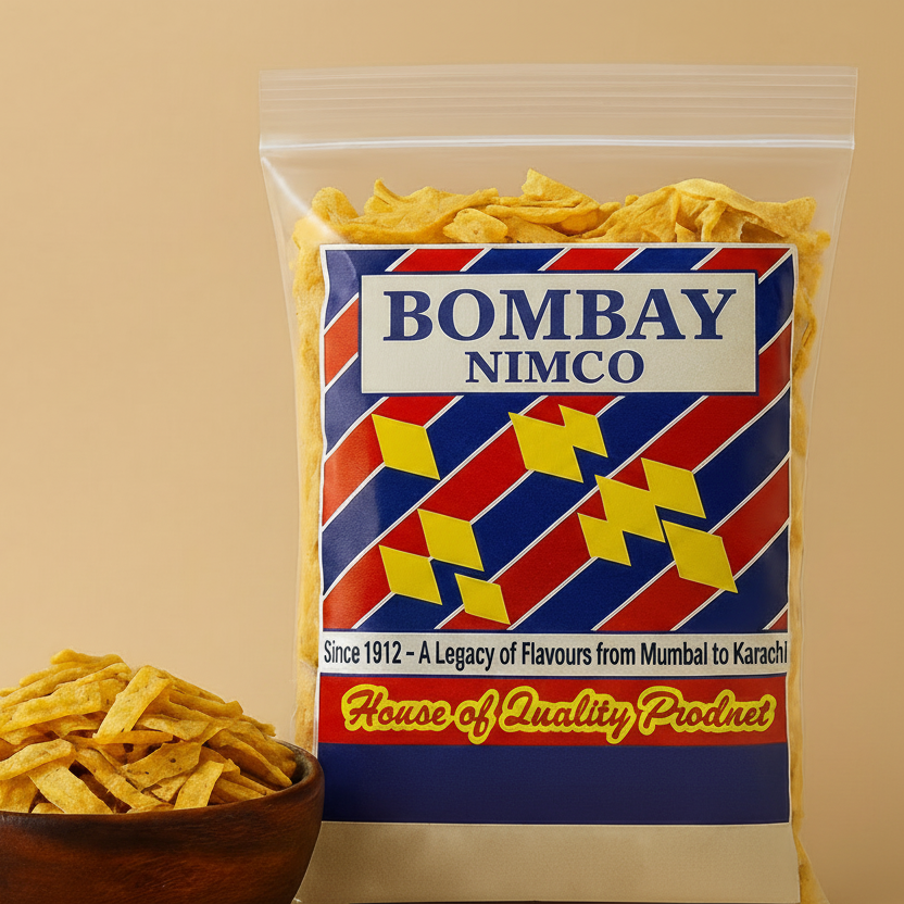 Packaged black pepper slim chips with a bowl of chips on a beige background